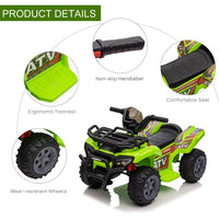 HOMCOM 6V Kids Electric Ride on Car Toddler Quad Bike ATV for 18-36 months GREEN