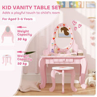 AIYAPLAY Kids Dressing Table Set, 2 PCS Children Vanity Table with Stool