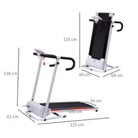 HOMCOM 1-10Km/h Folding Treadmill Home Running Fitness Machine Safety Stopper
