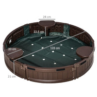 Outsunny Kids Outdoor Round Sandbox with Oxford Canopy for 3-12 years old Brown