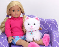Plush Kitty Cat Carrier & 8 Interactive Accessories 18 inch Baby Dolls Soft Cuddly