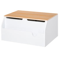 HOMCOM Wooden Kids Toy Box Children Storage Chest Organiser Book Slot White