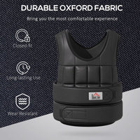 HOMCOM 15KGS Adjustable Weight Vest Running Gym Training Weight Loss Black