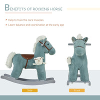 HOMCOM Kids Plush Ride-On Rocking Horse with Plush Toy Sound Handle Grip BLUE