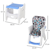 HOMCOM 3-in-1 Convertible Baby High Chair Booster Seat with Removable Tray Blue