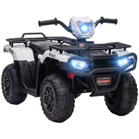 HOMCOM 12V Electric Quad Bike for Kids with LED Headlights Music WHITE