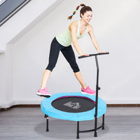 HOMCOM 40FT Kids Adult Mini Trampoline Rebounder Jumper with Handle Blue