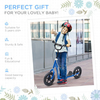 HOMCOM Push Scooter Teen Kids Stunt Bike Ride On with 12 inch EVA Tyres BLUE
