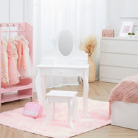 Fantasy Fields Kids Dressing Table Vanity Set Mirror & Stool White TD-12851B
