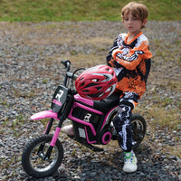 HOMCOM 24V Kids Electric Motorbike with Twist Grip Throttle Music Horn Pink