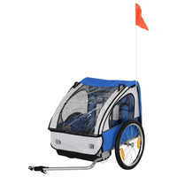HOMCOM 18m+ 2-Seat Child Bike Trailer for Kid with Steel Frame Seat Belt Blue