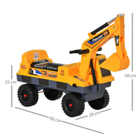 HOMCOM No Power Ride on Excavator Digger Music Light for 2-3 Years Old Yellow