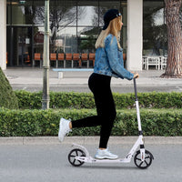 HOMCOM Kick Scooter Folding 2 Big Wheels Adjustable  Adult Teens For 14+ White