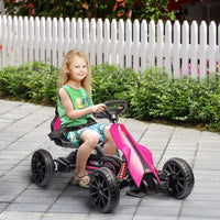 HOMCOM 12V Electric Go Kart with Forward Reversing 2 Speeds for 3-8 Yrs PINK