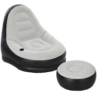 Outsunny Inflatable Chair and Foot Stool for Gaming Reading Watching GREY