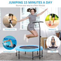 HOMCOM 40FT Kids Adult Mini Trampoline Rebounder Jumper with Handle Blue