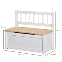HOMCOM 2 In 1 Wooden Toy Box Kids Seat Bench Storage Chest 60 x 30 x 50cm