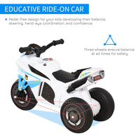 HOMCOM Kids Ride-On Police Bike 3-Wheel Vehicle with Music Lights 18-36 Months