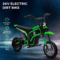 HOMCOM 24V Kids Electric Motorbike with Twist Grip Throttle Music Horn GREEN