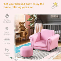 HOMCOM Kids Sofa Children Chair Seat Armchair with Footstool Playroom Bedroom Pink