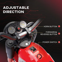 HOMCOM Kids 6V Electric Motorcycle Ride-On Toy Battery 18 - 36 Months Red
