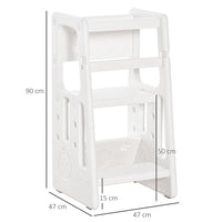 HOMCOM Kids Step Stool Adjustable Standing Platform Toddler Kitchen Stool White