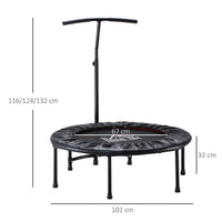 HOMCOM 40FT Kids Adult Mini Trampoline Rebounder Jumper with Handle Black