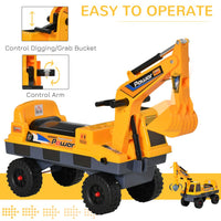 HOMCOM No Power Ride on Excavator Digger Music Light for 2-3 Years Old Yellow
