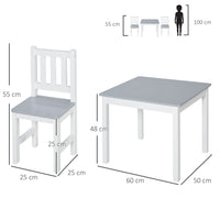 HOMCOM Kids Table and 2 Chairs Set 3 Pieces Toddler Multi-usage Desk Indoor