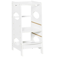 Kids Step Stool Toddler Kitchen Stool with Adjustable Standing Platform WHITE