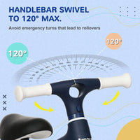 AIYAPLAY Baby Balance Bike Children Bike Adjustable Seat Wide Wheels Blue