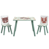 ZONEKIZ Kids Table and Chairs Children Desk with 2 Chairs Green