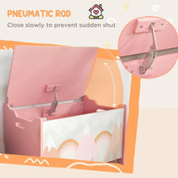 ZONEKIZ Toy Box Kids Toy Chest with Lid Safety Hinge Pink