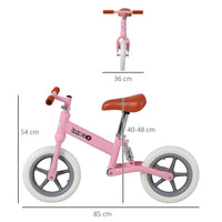 HOMCOM Kid Balance Bike Children Bicycle Adjustable Seat 2-5 Years No Pedal PINK