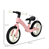 AIYAPLAY 12 inch Kids Balance Bike with Adjustable Seat Rubber Wheels PINK