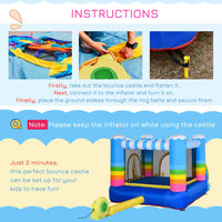 Outsunny Kids Bouncy Castle with Pool Outdoor Trampoline with Net Blower 3-8 Yrs