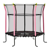 HOMCOM 5.2FT Kids Trampoline With Enclosure Indoor Outdoor for 3-10 Years Pink