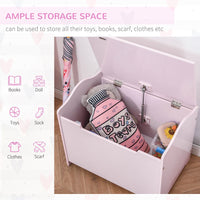 HOMCOM 40x60cm Kids Storage Box Toy Organiser for Child 3 Yrs+ Bedroom Pink