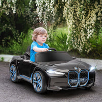 BMW i4 Licensed 12V Kids Electric Ride-On with Portable Battery Black