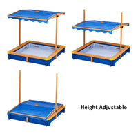 Teamson Kids Large Wooden Sand Pit with Lid for Garden Adjustable Sand Box