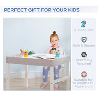 HOMCOM Kids Table and Chair Set Toddler Desk and Chair Set with Storage Grey