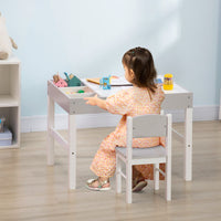 HOMCOM Kids Table and Chair Set Toddler Desk and Chair Set with Storage Grey