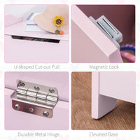 HOMCOM 40x60cm Kids Storage Box Toy Organiser for Child 3 Yrs+ Bedroom Pink