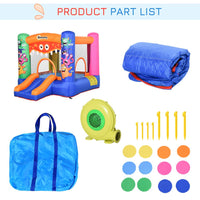 Outsunny Bouncy Castle with Slide Basket Trampoline Monster Design