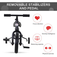 HOMCOM Kids Balance Training Bike Toy with Stabilizers For Child 2-5 Years Black