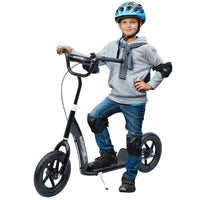 HOMCOM Push Scooter Teen Kids Stunt Bike Ride On with 12 inch EVA Tyres Black