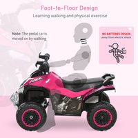 HOMCOM 4 Wheel Quad Toddler Ride on Car Foot-to-Floor Sliding Walking Car PINK