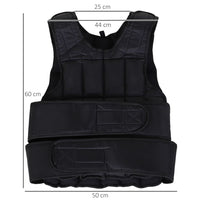 HOMCOM 15KGS Adjustable Weight Vest Running Gym Training Weight Loss Black