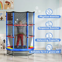 HOMCOM Kids Trampoline Mini Bouncer w/ Enclosure Net for 3-6 Years