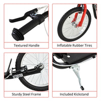 HOMCOM 90-96cm Kids Kick Scooter Adjustable Handlebar Inflatable Wheels BLACK